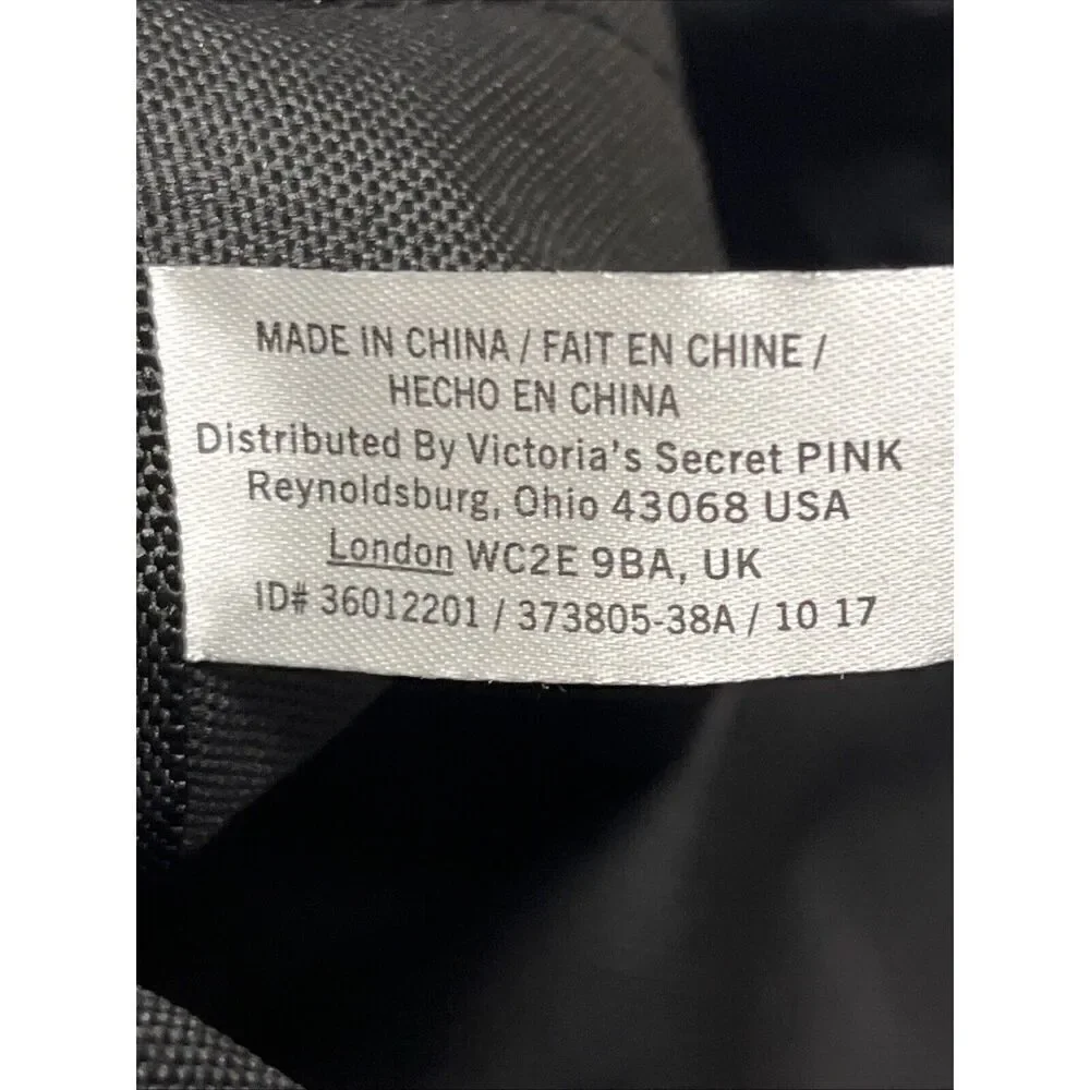 PINK Victoria's Secret Cinch Drawstring Large Back Pack Black/Silver NWOT